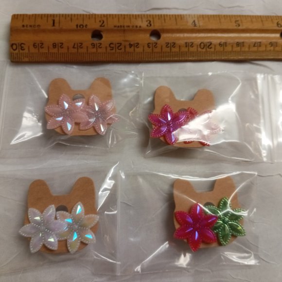 Lot of Four Handmade Resin Flower Stud Earrings #47 - Picture 10 of 10